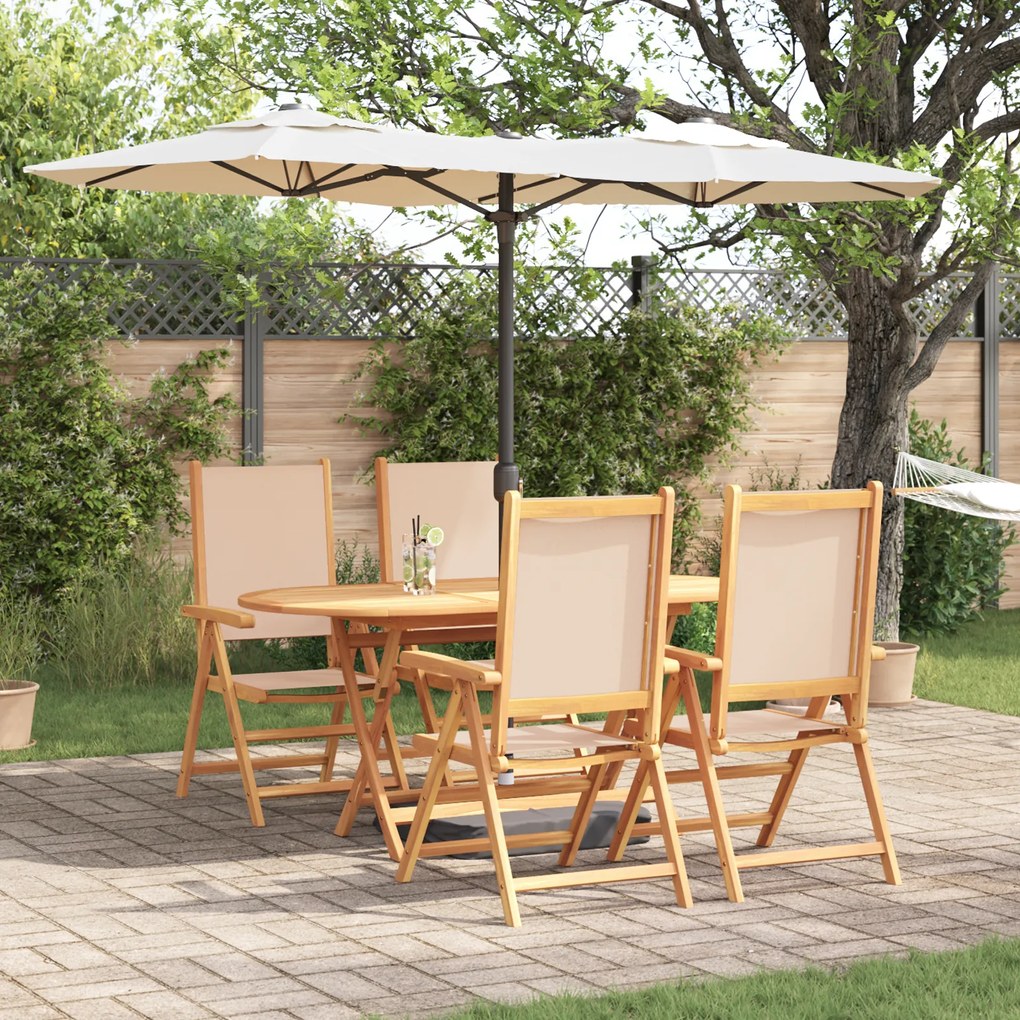 vidaXL Σέτ φαγητού για κήπο Πτυσσόμενος 5 pcs Μπεζ Μασίφ ξύλο ακακίας