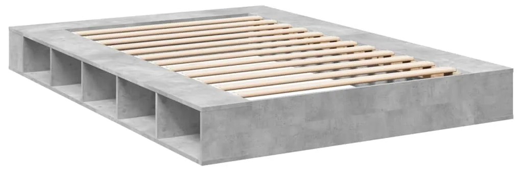vidaXL Πλαίσιο Κρεβατιού Γκρι Σκυροδέματος 160x200 εκ. Επεξεργ. Ξύλο