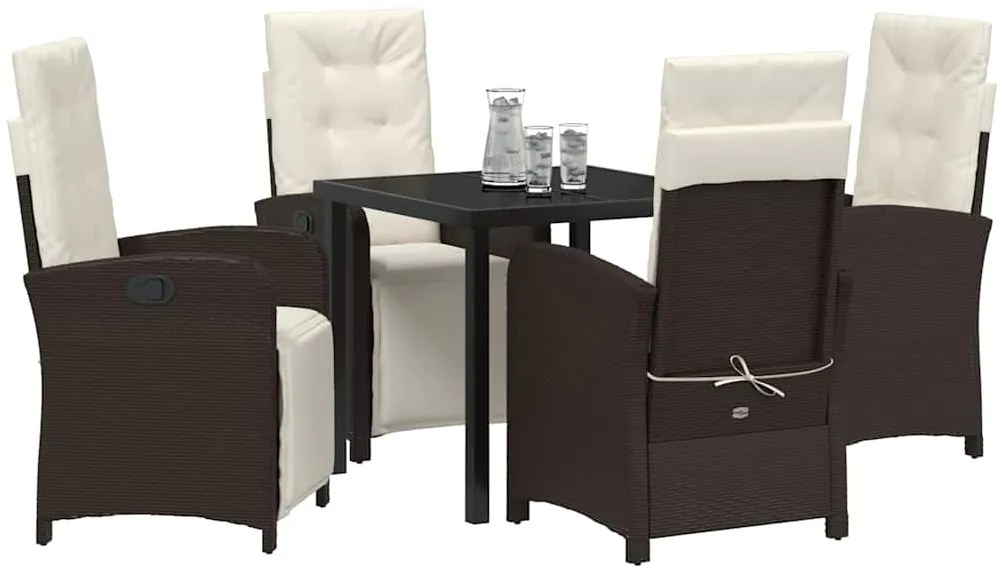 vidaXL Σέτ φαγητού για κήπο 5 pcs Καφέ συνθετικό ρατάν