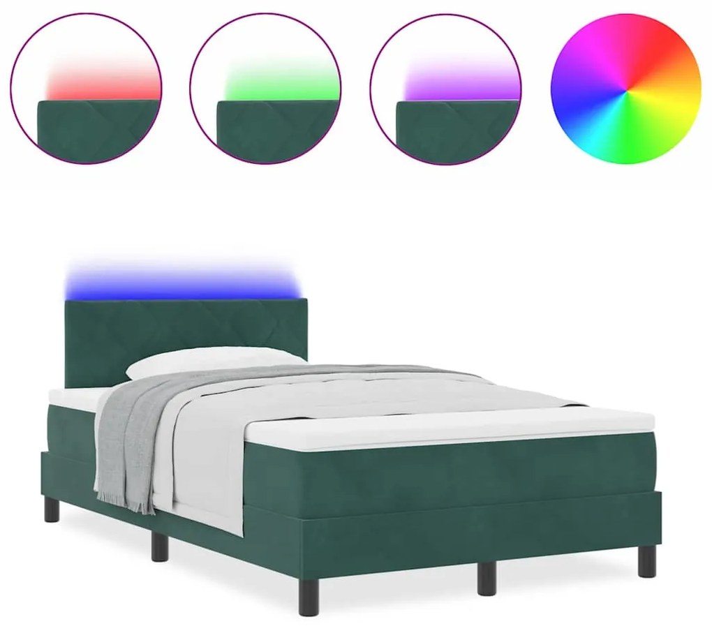 vidaXL Κρεβάτι με ελατήρια Σκούρο πράσινο 120 x 190 cm Βελούδο