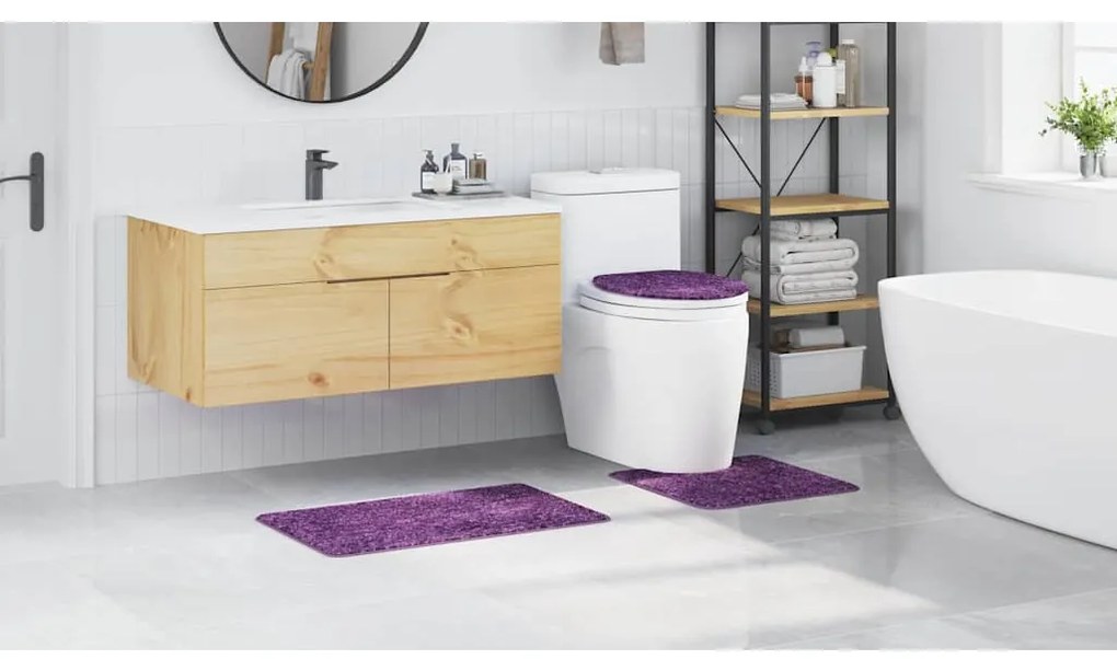 vidaXL Πατάκι μπάνιου 3 pcs Μοβ 50 x 50 cm Πολυπροπυλένιο