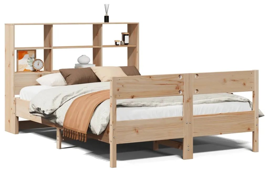 vidaXL Κρεβάτι Βιβλιοθήκη Χωρίς Στρώμα 140x200 εκ Μασίφ Ξύλο Πεύκο