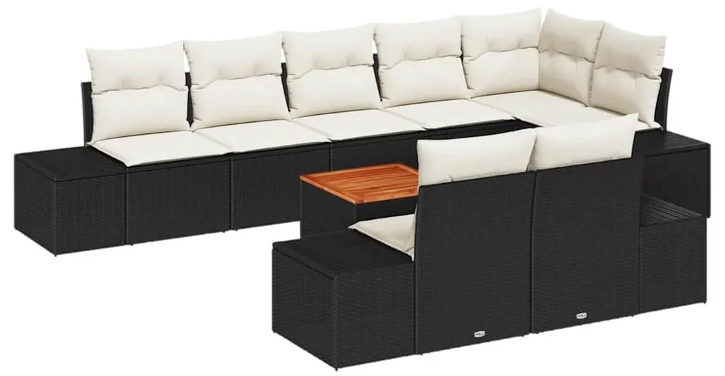 vidaXL Σετ Καναπέ Κήπου 9 pcs Μαύρο και λευκό