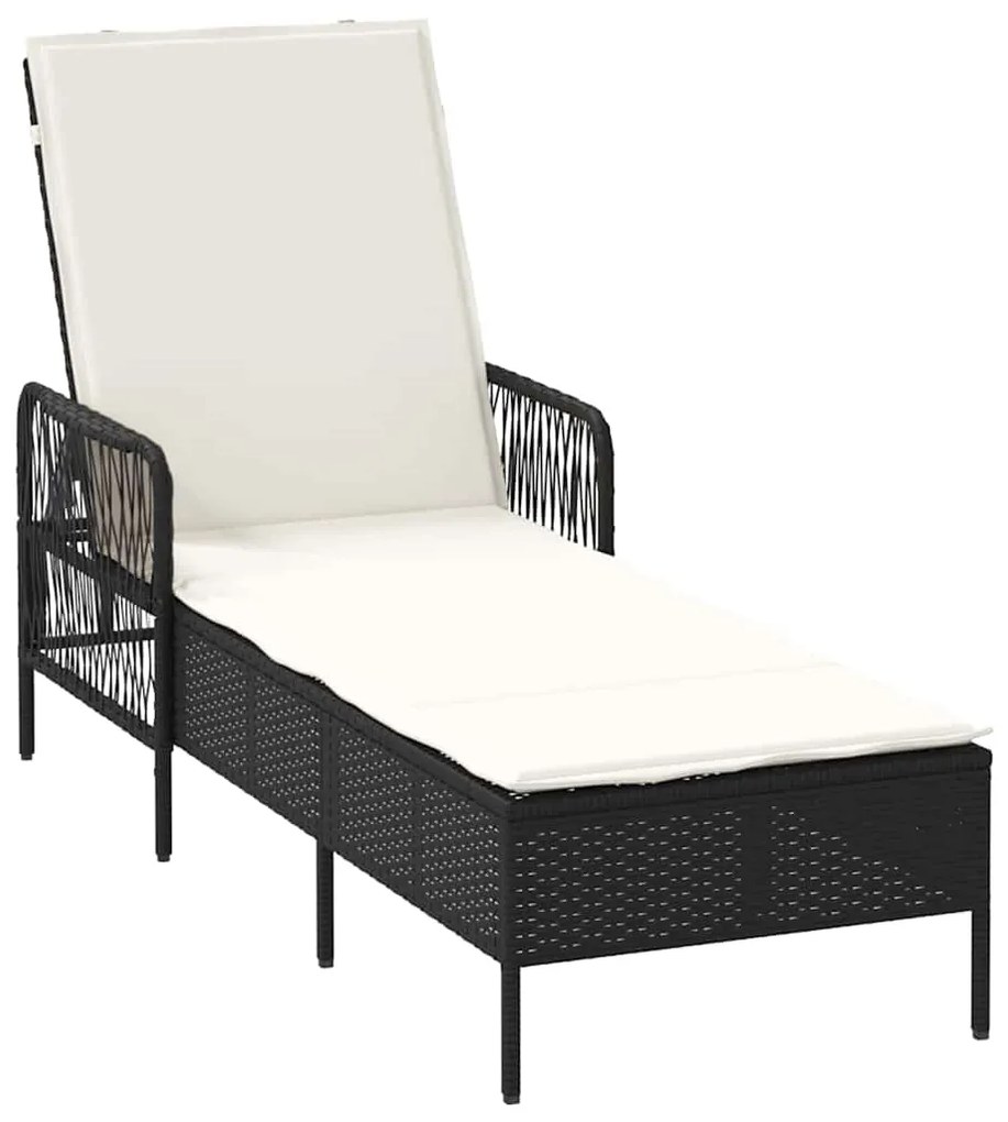 vidaXL Ξαπλώστρα με μαξιλάρι 2-πρόσωπο 2 pcs Μαύρο συνθετικό ρατάν