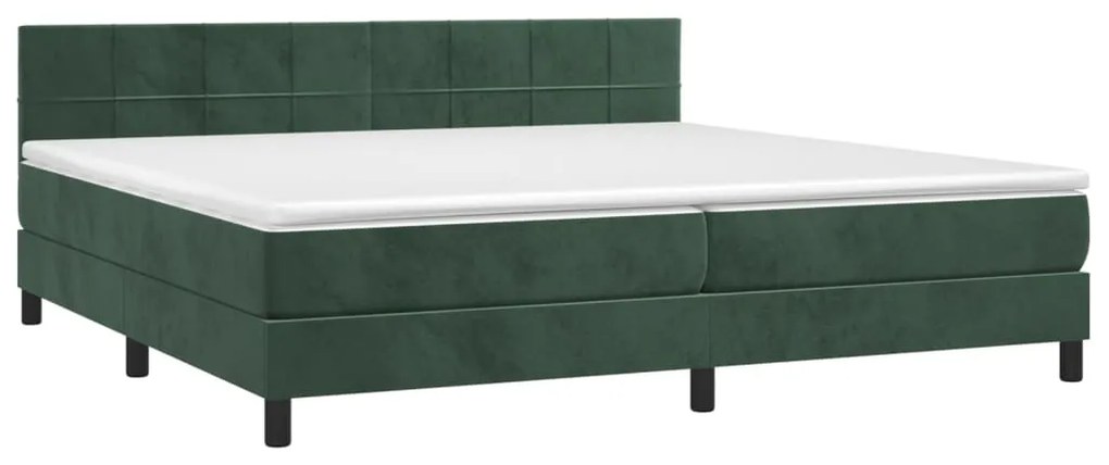 vidaXL Κρεβάτι Boxspring με Στρώμα Σκούρο Πράσινο 200x200εκ. Βελούδινο