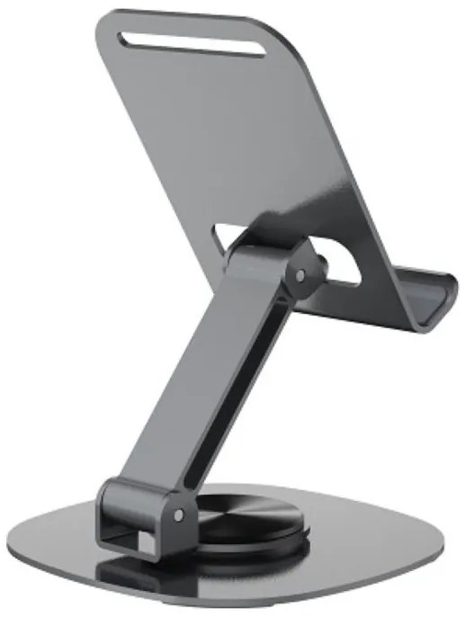 Devia folding holder stand EL243 for phone tablet rotating 360 gray metal