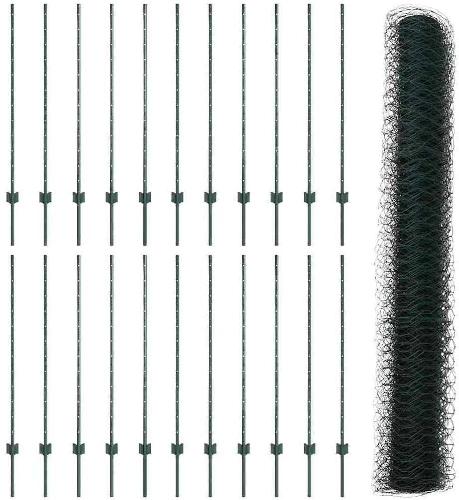 vidaXL Τεντώτο με στήριγμα Πράσινο 1,2 x 50 m Χάλυβας και PVC