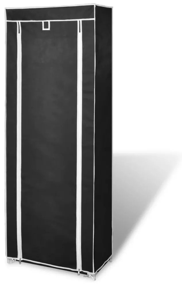 Υφασμάτινη παπουτσοθήκη με κάλυμμα 57 x 29 x 162 cm Μαύρο