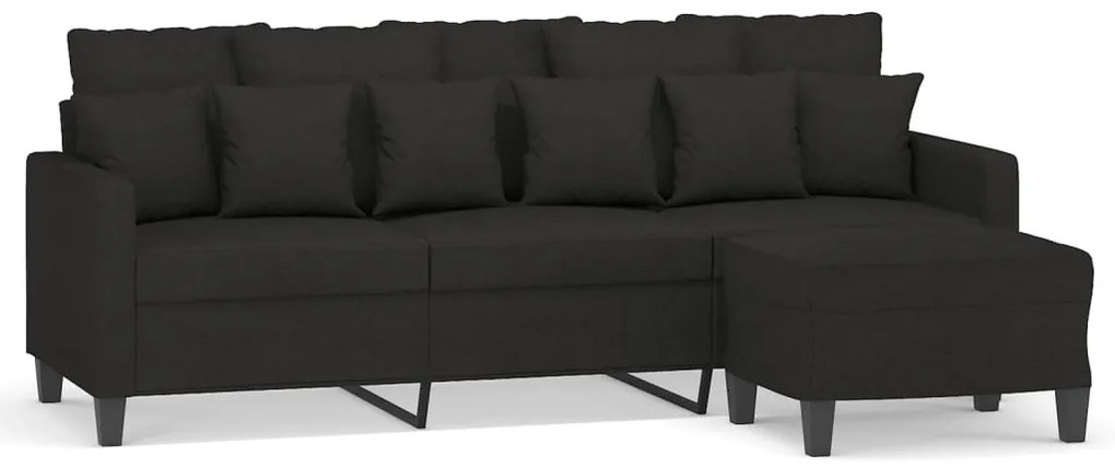 vidaXL Καναπές Τριθέσιος Μαύρος 180 εκ. Υφασμάτινος με Υποπόδιο