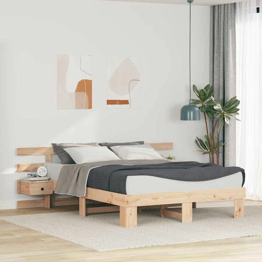 vidaXL Σκελετός Κρεβατιού Καφέ 160 x 200 cm Μασίφ ξύλο πεύκου
