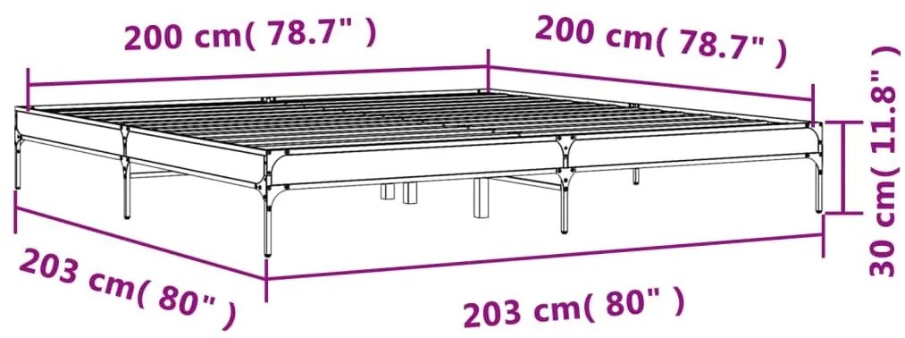 Πλαίσιο Κρεβατιού Καπνιστή Δρυς 200x200εκ. Επεξ. Ξύλο &amp; Μέταλλο - Καφέ