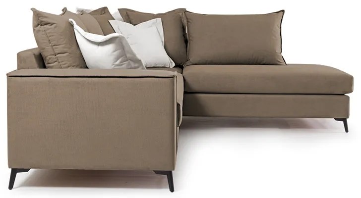 Γωνιακός καναπές αριστερή γωνία Romantic pakoworld ύφασμα mocha-cream 290x235x95εκ