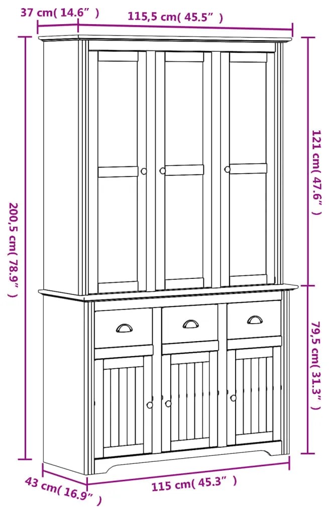 ΜΠΟΥΦΕΣ BODO ΛΕΥΚΟΣ 115,5X43X200,5 ΕΚ. ΑΠΟ ΜΑΣΙΦ ΞΥΛΟ ΠΕΥΚΟΥ 3206451