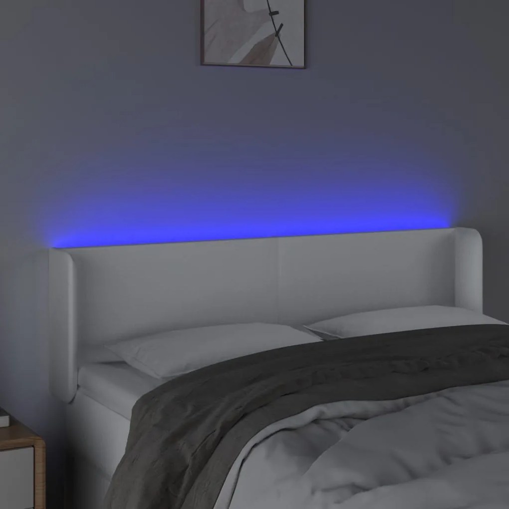 Κεφαλάρι Κρεβατιού LED Λευκό 147x16x78/88 εκ. Συνθετ. Δέρμα 3123047