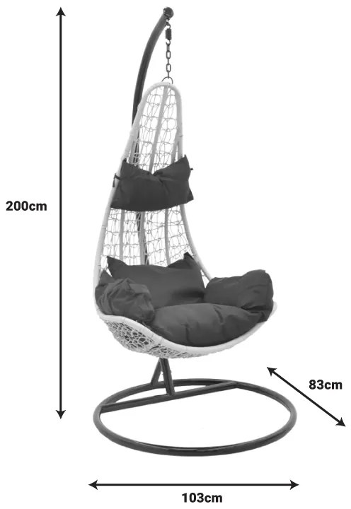 Κούνια Soleil pakoworld κρεμαστή μέταλλο καφέ-pp καφέ-μαξιλάρι μπεζ 103x83x200εκ