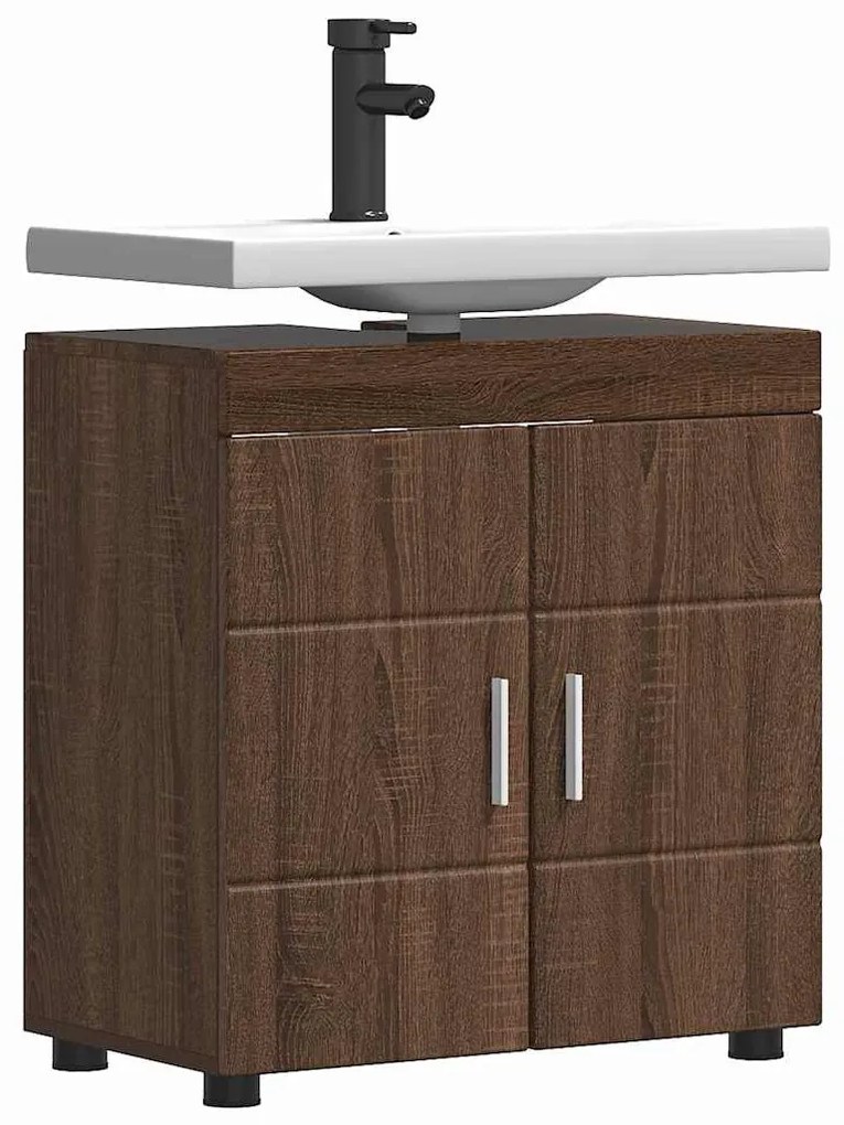 vidaXL Ντουλάπα νιπτήρα μπάνιου TULUM Καφέ δρυς 60 x 34 x 63 εκ