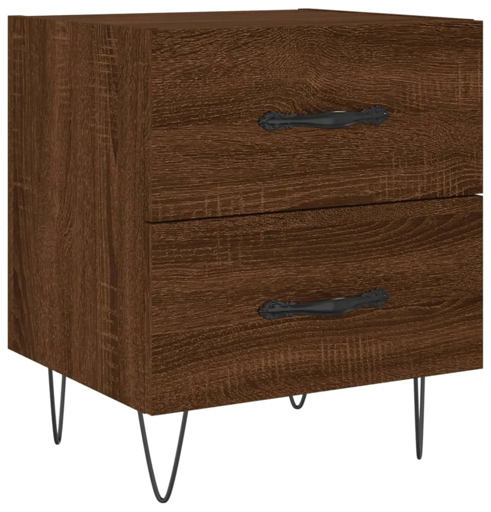 vidaXL Κομοδίνα 2 τεμ. Καφέ Δρυς 40 x 35 x 47,5 εκ. από Επεξεργ. Ξύλο