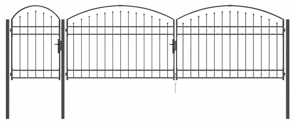 vidaXL Πύλη Κήπου με Καμπύλη Κορυφή Γκρι 500 x 100 cm Ατσάλι