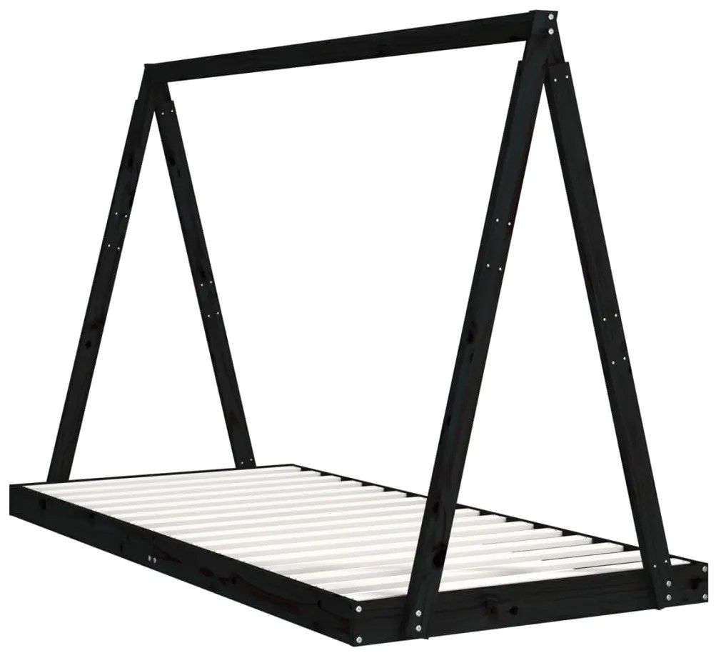 vidaXL Πλαίσιο Παιδικού Κρεβατιού Μαύρο 90x200 εκ. Μασίφ Ξύλο Πεύκου