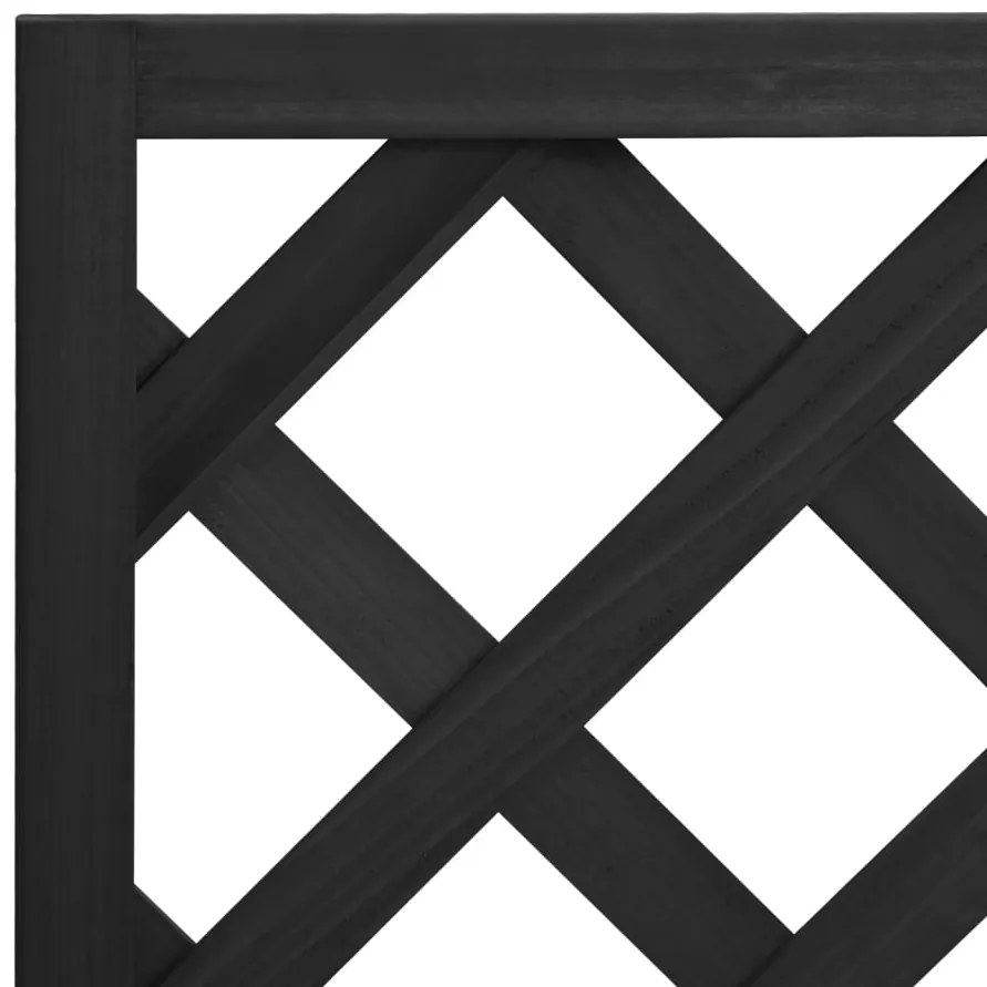 vidaXL Γλάστρα με Καφασωτό Μαύρη από Μασίφ Ξύλο Ελάτης