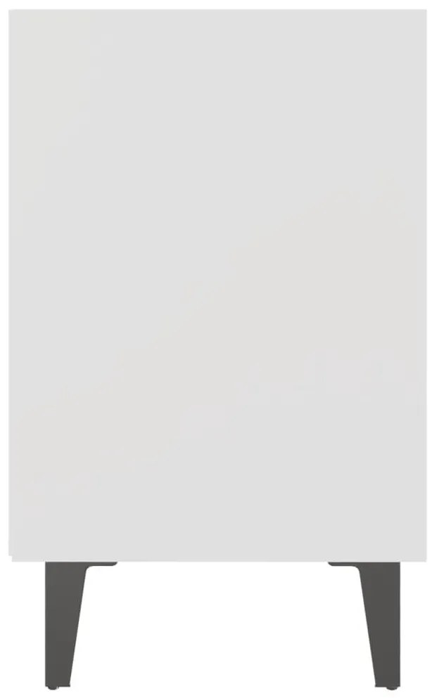 Κομοδίνo Λευκό 40 x 30 x 50 εκ. με Μεταλλικά Πόδια - Λευκό