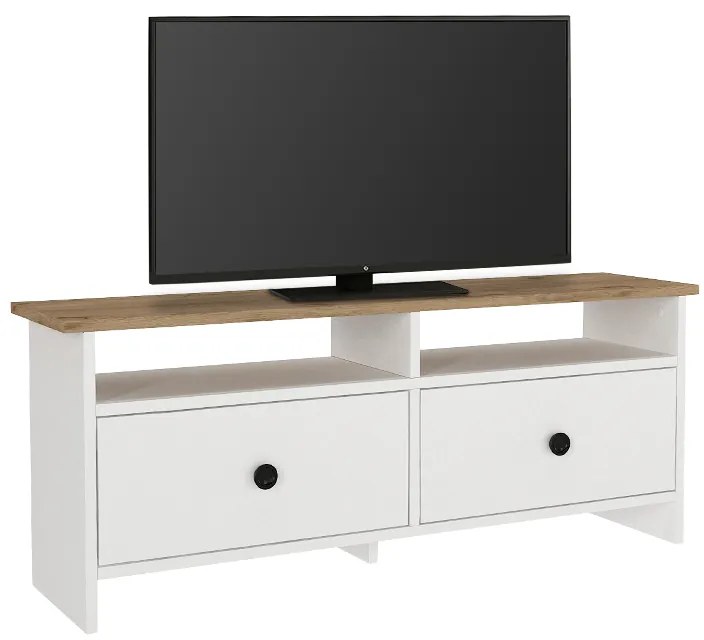 Έπιπλο τηλεόρασης Gradias Megapap χρώμα λευκό - sapphire oak 120x29,6x46,8εκ.