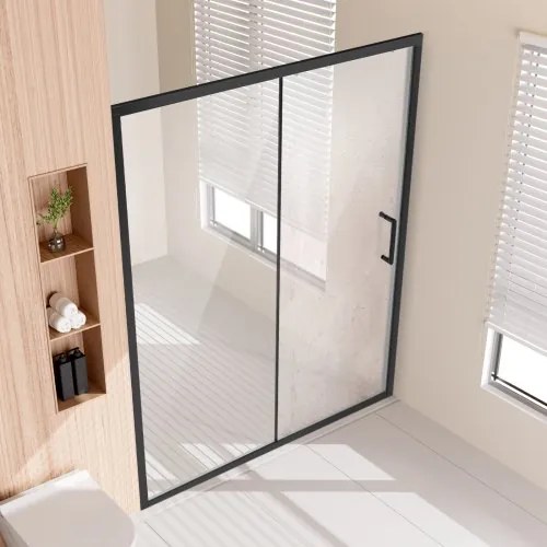 VEVOR Semi-frameless Shower Door 57.7-59&quot; x 70&quot; Tempered Glass 1/4&quot; Matte Black