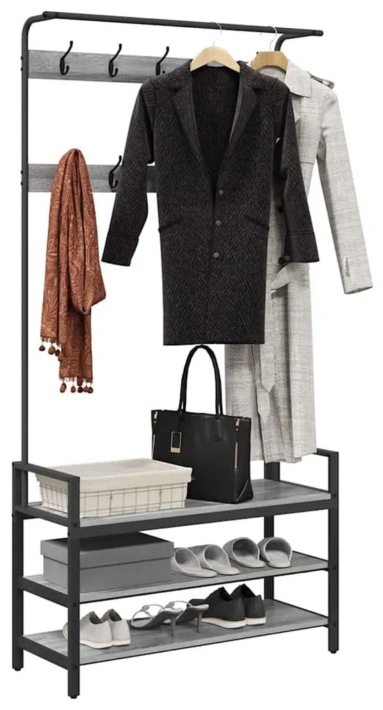 vidaXL Κρεμάστρα Γκρίζο Σονομα 95 x 34 x 184 εκ Επεξεργασμένο ξύλο