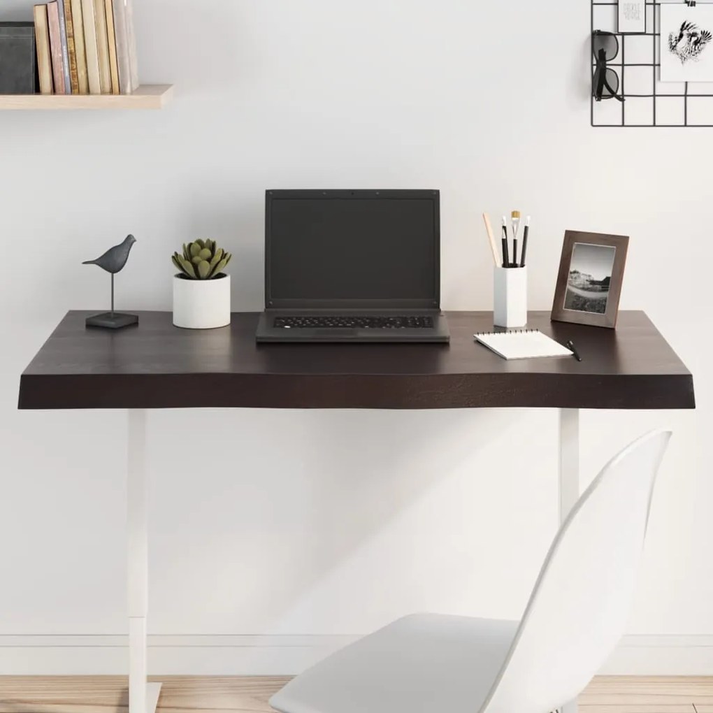 Επιφ Τραπεζιού Αν Καφέ 100x60x(2-6)εκ.Ακατέργ. Μασίφ Ξύλο Δρυός