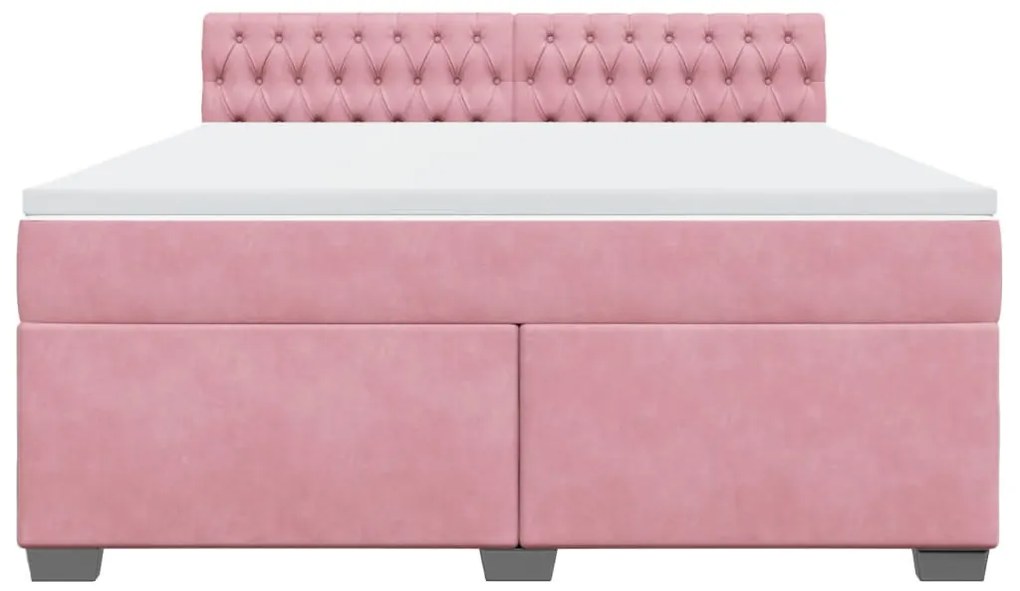 vidaXL Κρεβάτι Boxspring με Στρώμα Ροζ 180x200 εκ. Βελούδινο