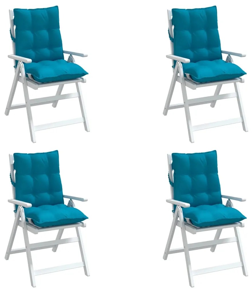 vidaXL Μαξιλάρια Καρέκλας Χαμηλή Πλάτη 4 τεμ. Γαλάζια Ύφασμα Oxford