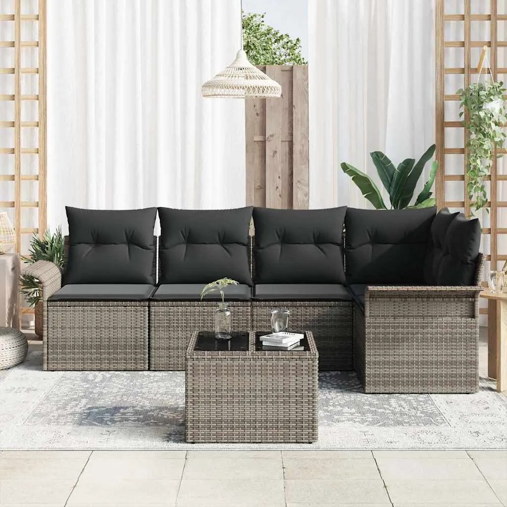 vidaXL Σετ Καναπέ Κήπου 6 pcs 242.5 x 132.5 x 85 εκ. Πολυ ράταν