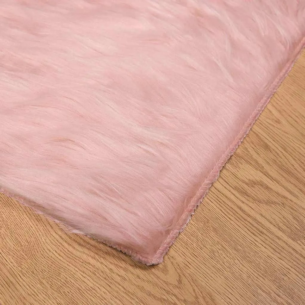 vidaXL Ψεύτικο Δέρμα Προβάτου Χαλί Tafalla Ροζ 80 x 200 cm Πολυεστέρας