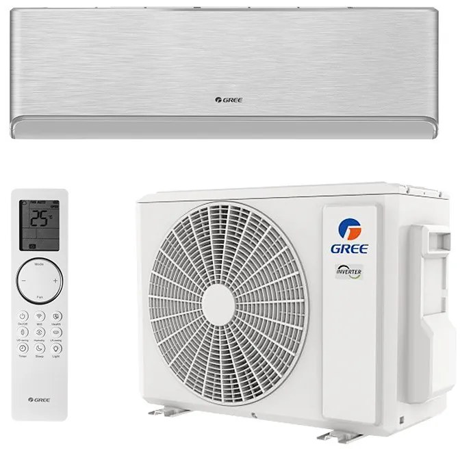 Gree Airy GWH18AVDXE-K6DNA1A, 18000 BTU, 35 m2, A+++, Wi-Fi, R-32, Ασημί