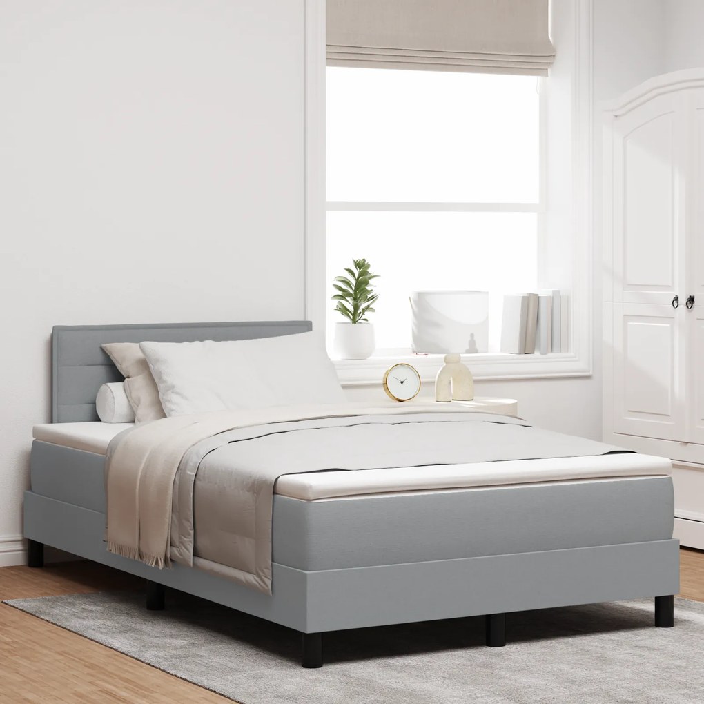 vidaXL Κρεβάτι Box Spring με Στρώμα & LED Φως Γκρι 120x200 εκ. Ύφασμα