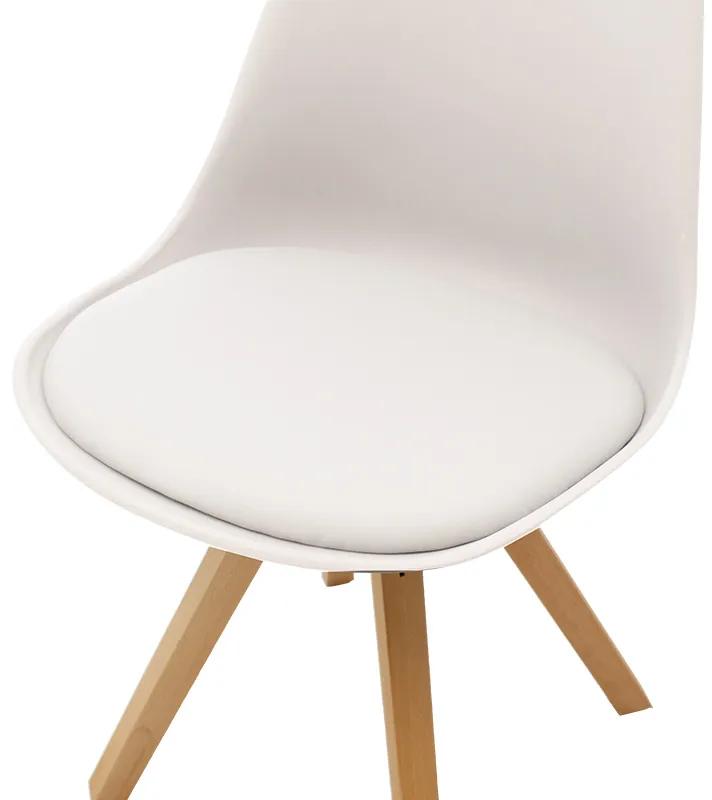 Καρέκλα Caron pakoworld PP λευκό-φυσικό πόδι