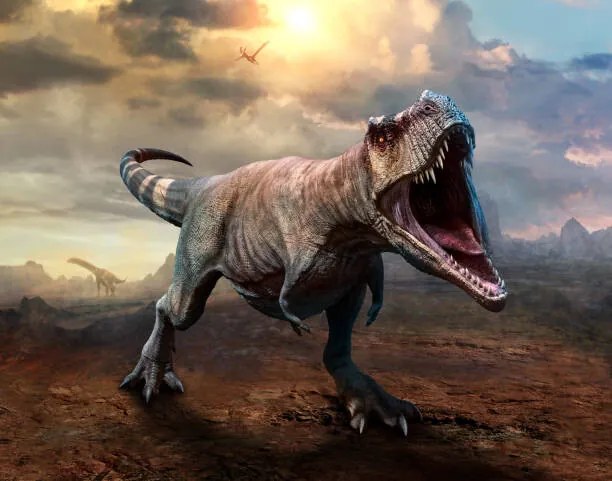 Εικονογράφηση Tyrannosaurus rex scene 3D illustration, Warpaintcobra