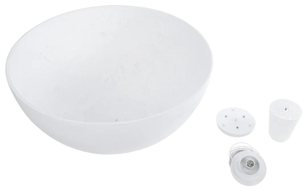 GloboStar® SERENIA WHITE 01273 Μοντέρνο Κρεμαστό Φωτιστικό Οροφής Μονόφωτο Λευκό Γύψινο Καμπάνα Φ90 x Y45cm