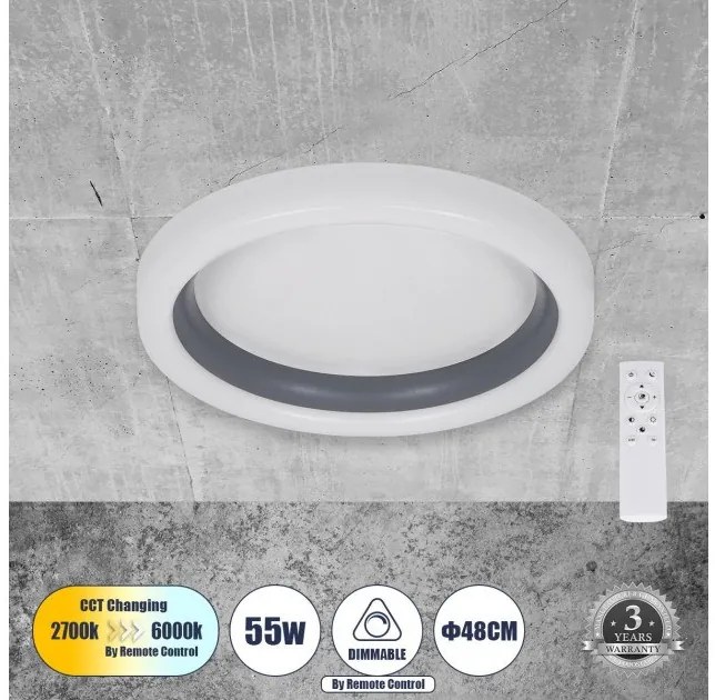 Πλαφονιέρα Φωτιστικό Οροφής LED CCT 55W 6376lm ARIANA Globostar-61036-Ανθρακί 61036