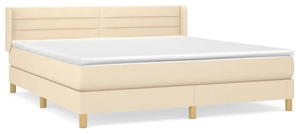 Κρεβάτι Boxspring με Στρώμα Κρεμ 160x200 εκ. Υφασμάτινο - Κρεμ