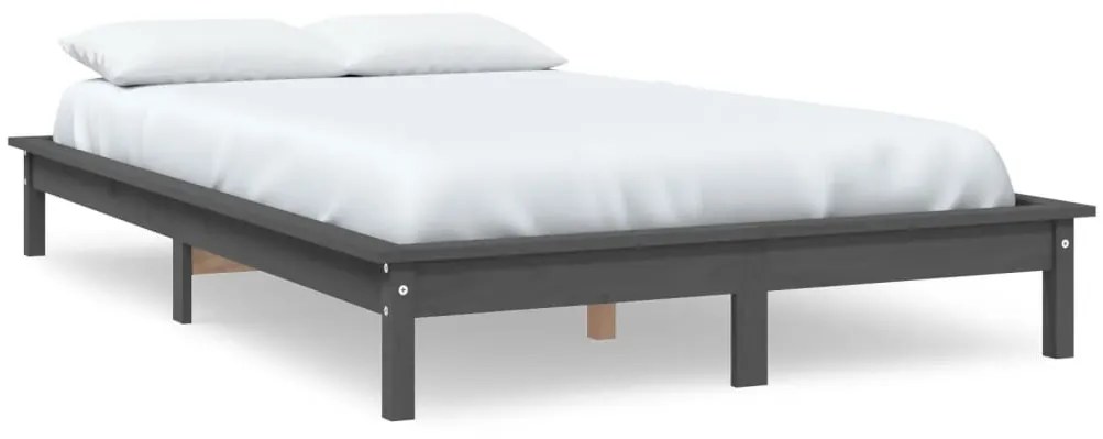 vidaXL Σκελετός Κρεβατιού Γκρι 120x190εκ Μασίφ Ξύλο Πεύκο Small Double