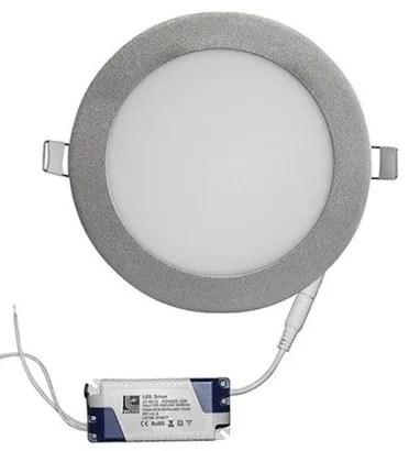 Φωτιστικό PL Χωνευτό 12W SMD Slim Ασημί 3000Κ 21-0121600 Lumen-21-0121600-Ασημί 21-0121600