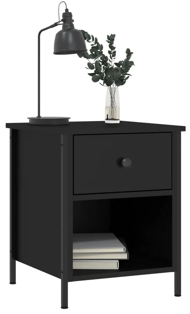 vidaXL Κομοδίνα 2 Τεμ. Μαύρα 40 x 42 x 50 εκ. από Επεξεργασμένο Ξύλο