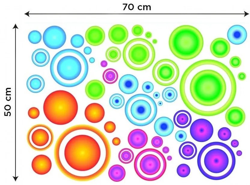 Διακοσμητικά αυτοκόλλητα τοίχου χρωματιστοί κύκλοι - 50x70
