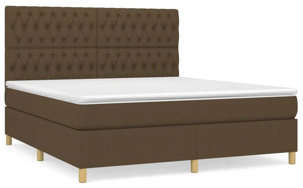 Κρεβάτι Boxspring με Στρώμα Σκούρο Καφέ 180x200 εκ Υφασμάτινο - Καφέ