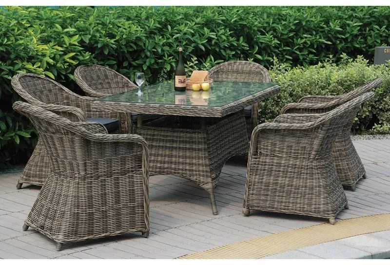 Set MONTANA Αλουμίνιο/Wicker Καφέ Γκρι Table:180x90x75 Chair:60x72x8