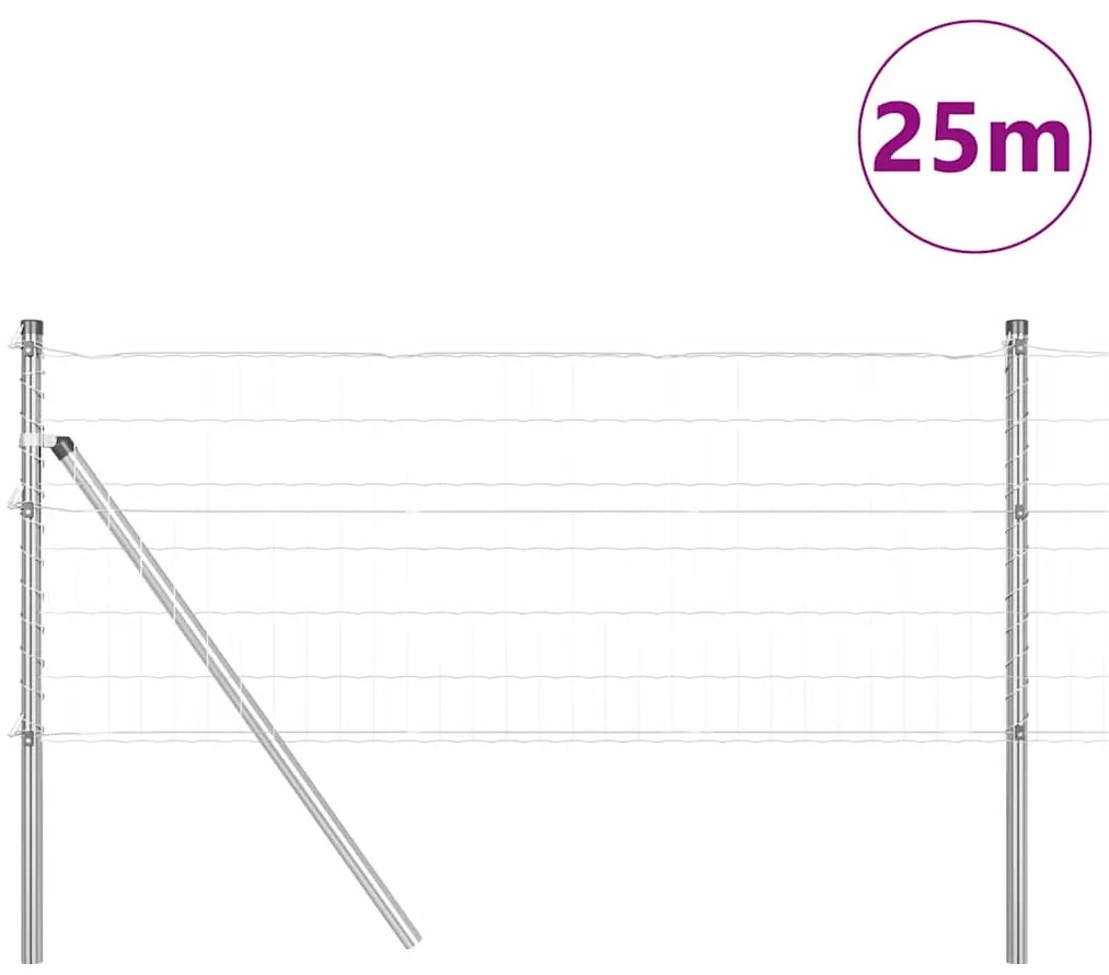 vidaXL Φράχτης με Στήλες. Ασημί 0.4 x 25 μ Ατσάλι