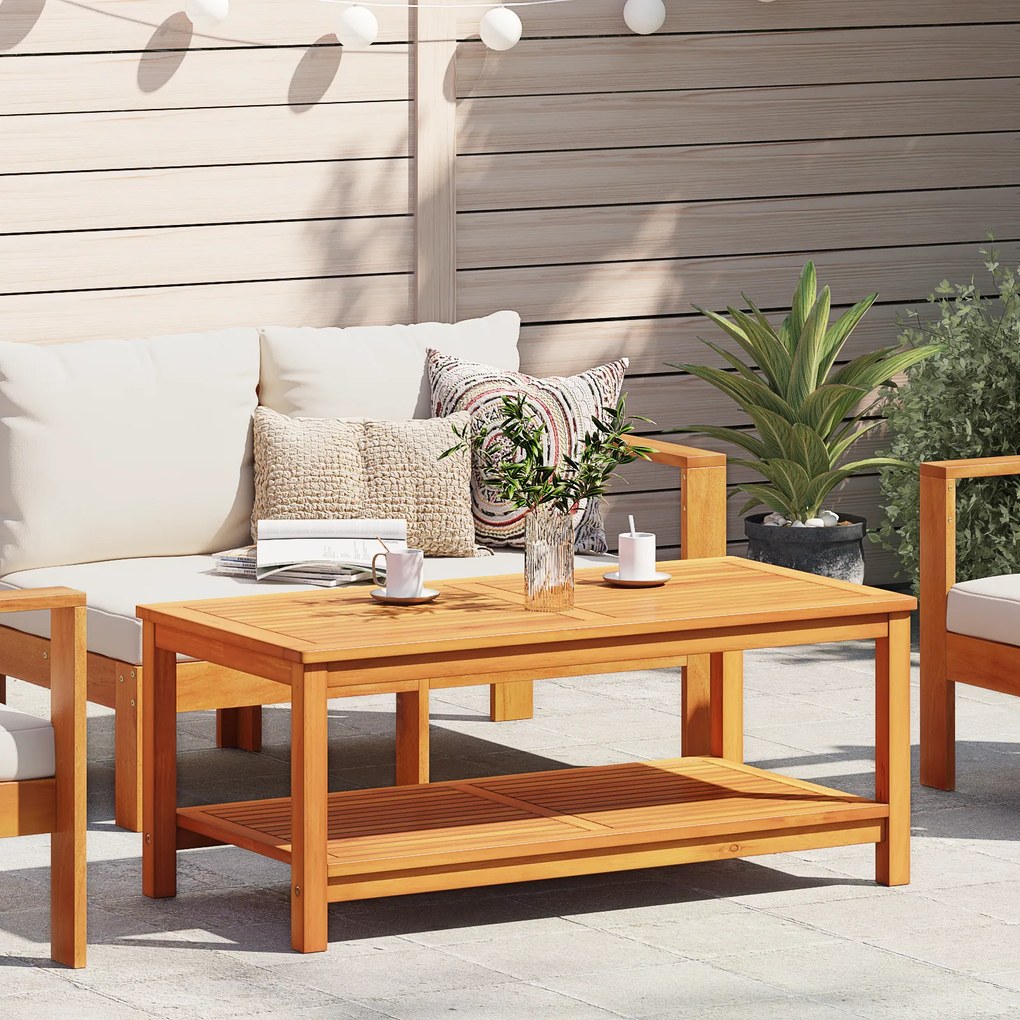 vidaXL Τραπεζάκι καφέ 110x55x45 εκ. Μασίφ ξύλο ακακίας