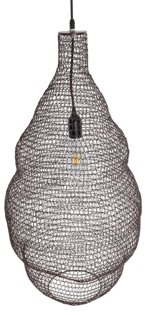 GloboStar® KENTUCKY 01896 Vintage Κρεμαστό Φωτιστικό Οροφής Μονόφωτο 1 x E27 AC220-240V IP20 - Φ40 x Υ70cm - Σκούρο Καφέ Μεταλλικό Πλέγμα - 5 Χρόνια Εγγύηση