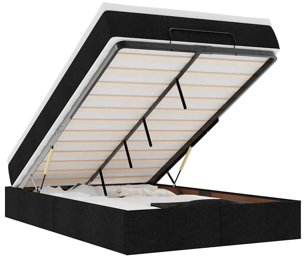 vidaXL Οθωμανικό κρεβάτι με στρώμα Μαύρο 120x190 cm Ύφασμα